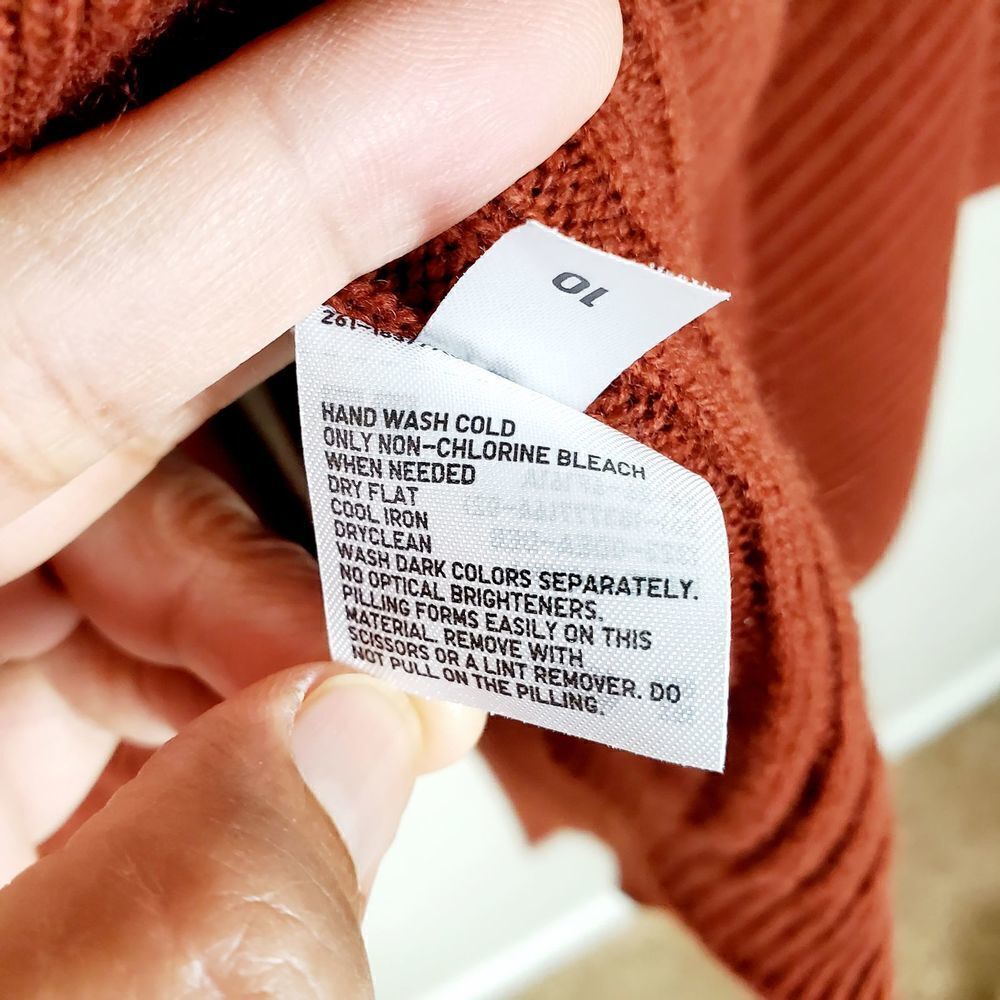 Button Closure Rust Textured Wool Blend Cardigan … - image 6